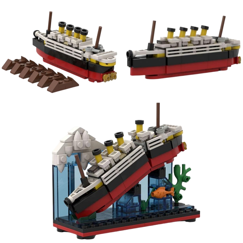 Model Kit Titanic - كسر تيتانيك نصف مع حافظة لبنات