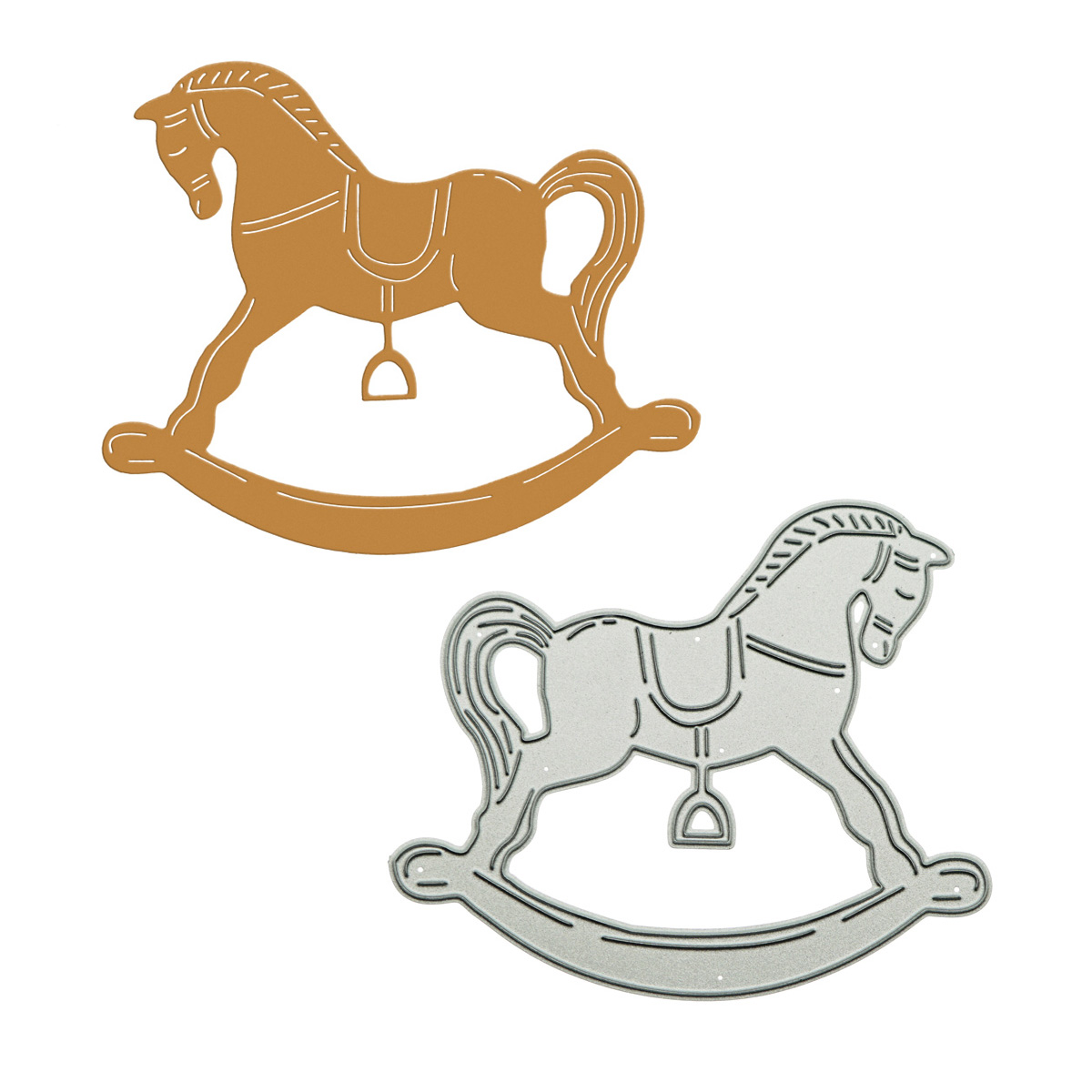 Model Kit Horse - المعادن قطع يموت سكرابوكينغ خشبية هزاز