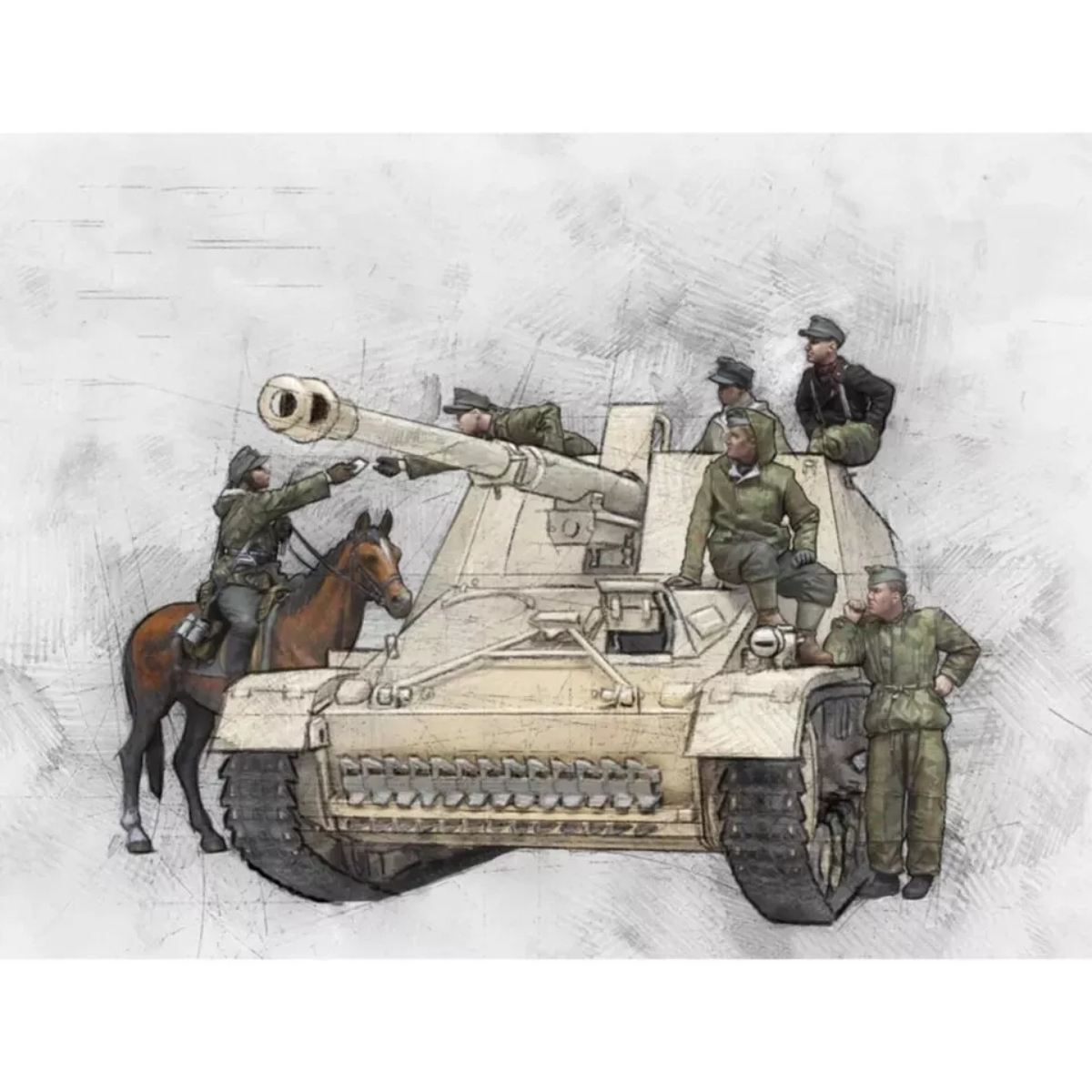 Model Kit Horse - نموذج جندي من الراتنج بمقياس 1/35
